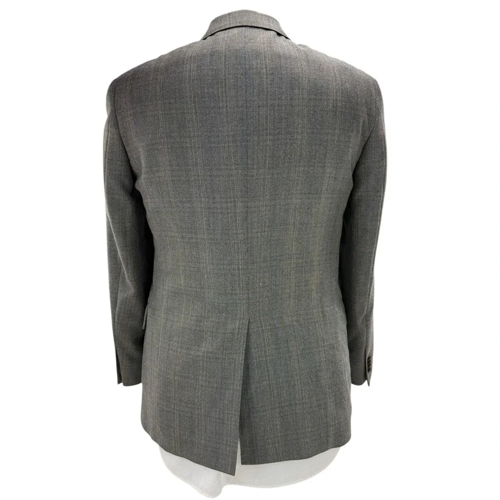 Hart Schaffner Marx Brown Blue Check‎ Wool Blazer 2 Button Size 38R Single Vent